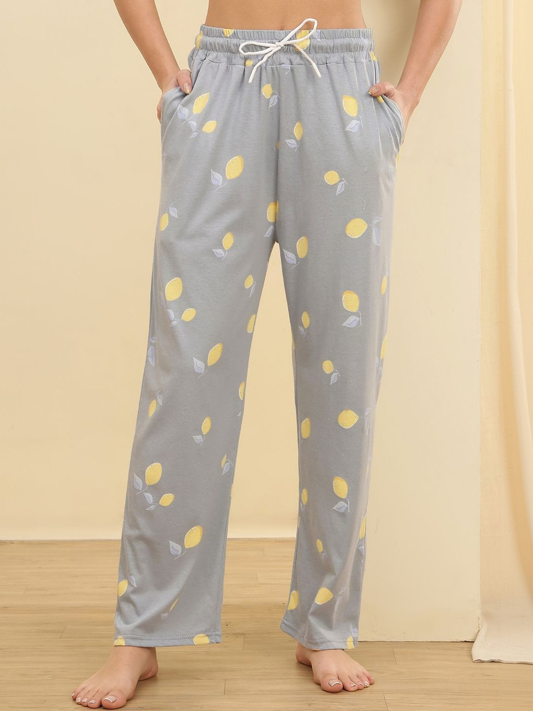 Valles365 by S.C. Printed Cotton Mid-Rise Straight Lounge Pants