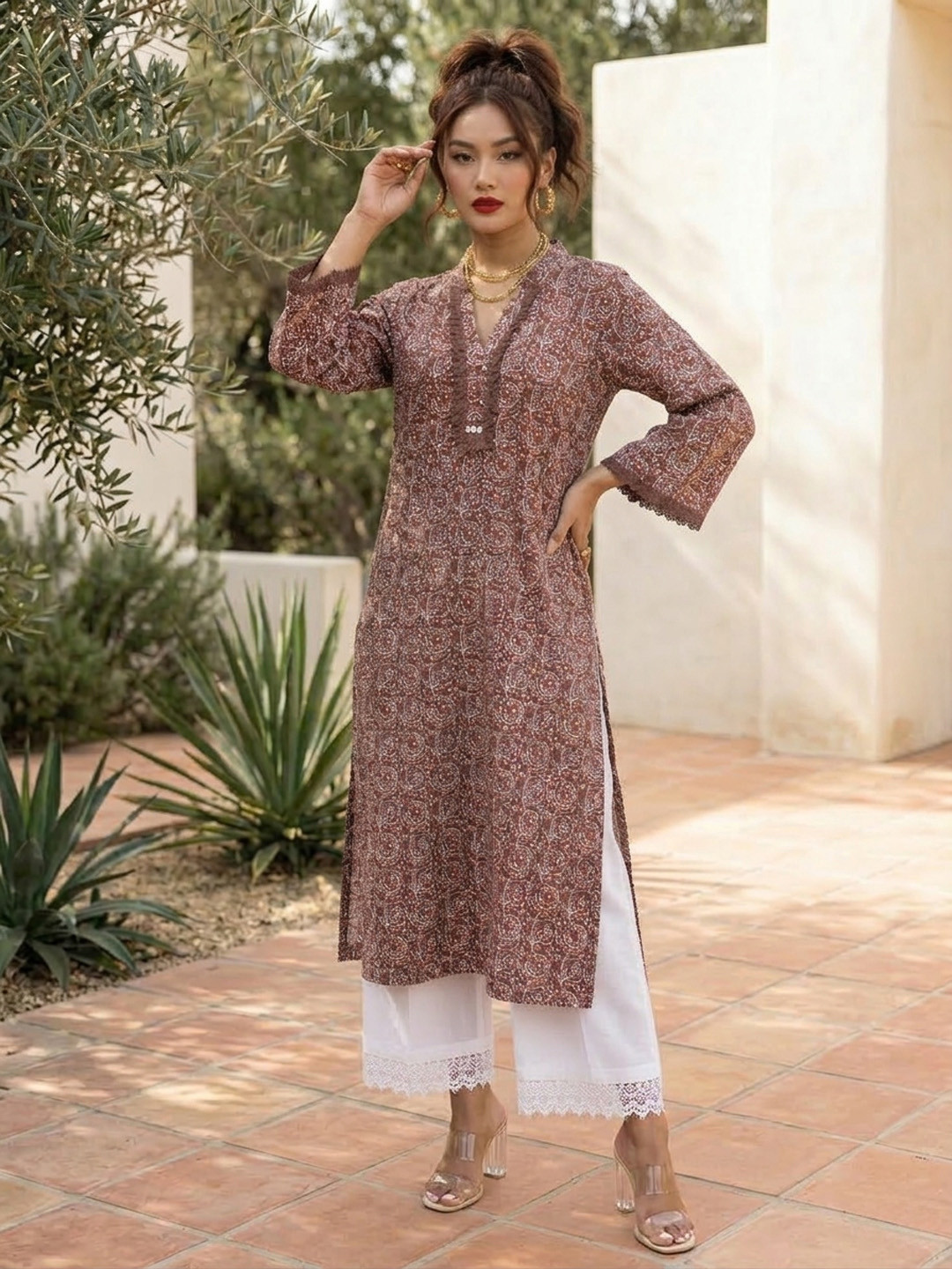 Varanga Women Ethnic Motifs Printed Straight Kurta with Fringes