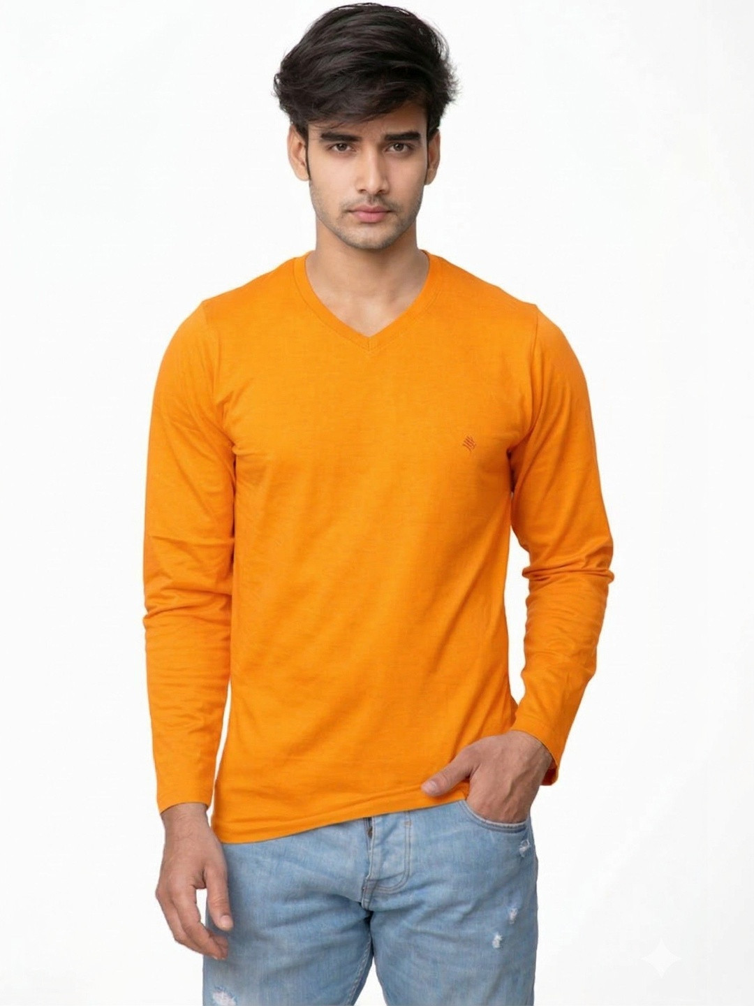 Spur Men V-Neck Pure Cotton T-shirt