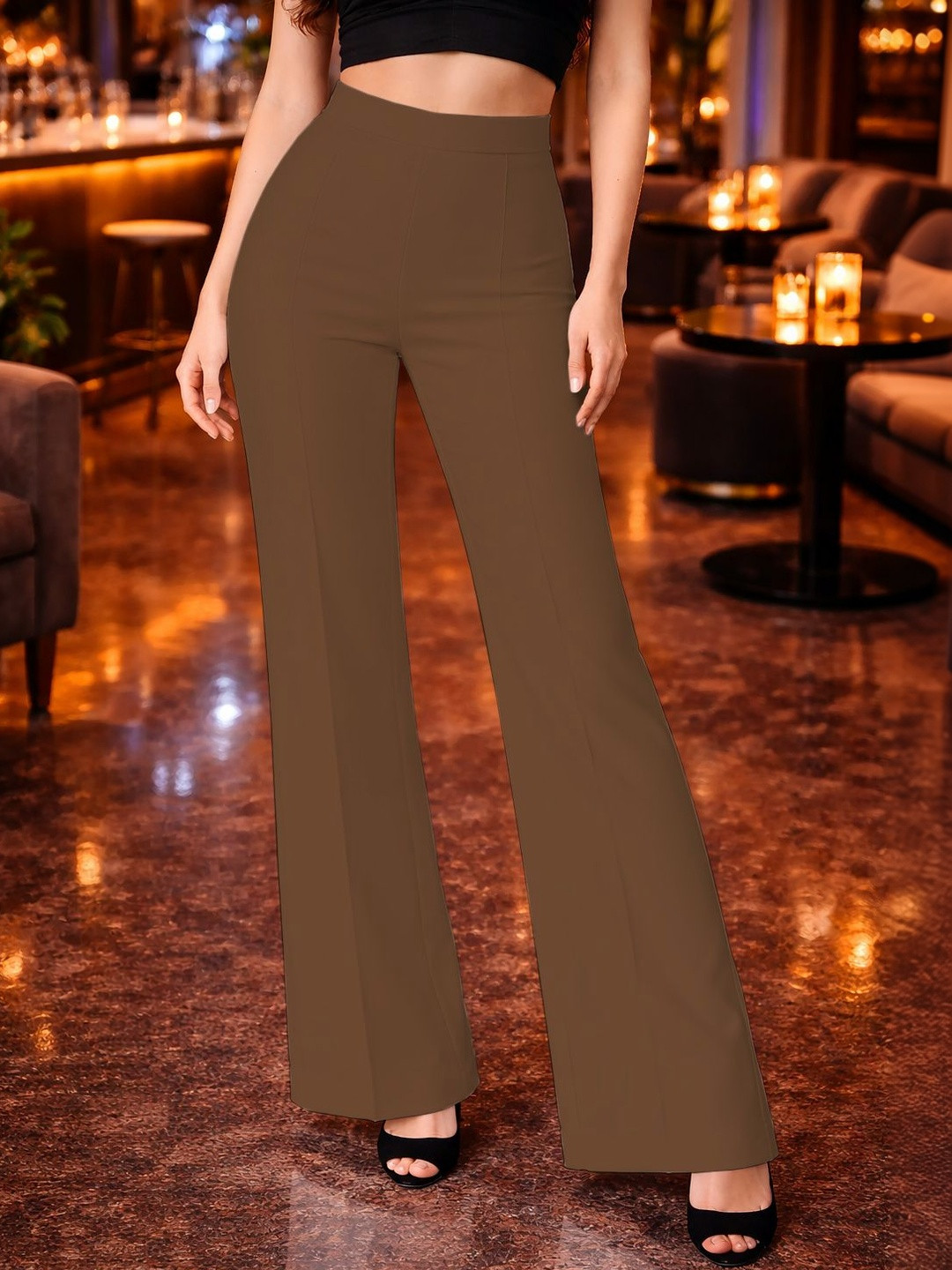 HERE&NOW Women Regular Fit Relaxed Easy Wash Cotton Trousers