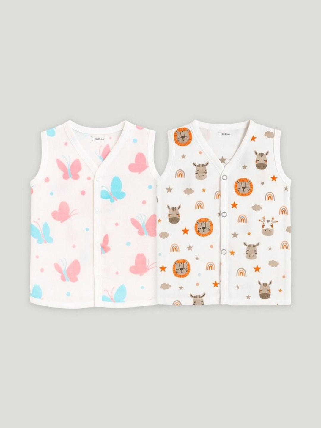 Kidbea Unisex Kids Pack of 2 Printed Assorted Organic Cotton Blend Jhabla