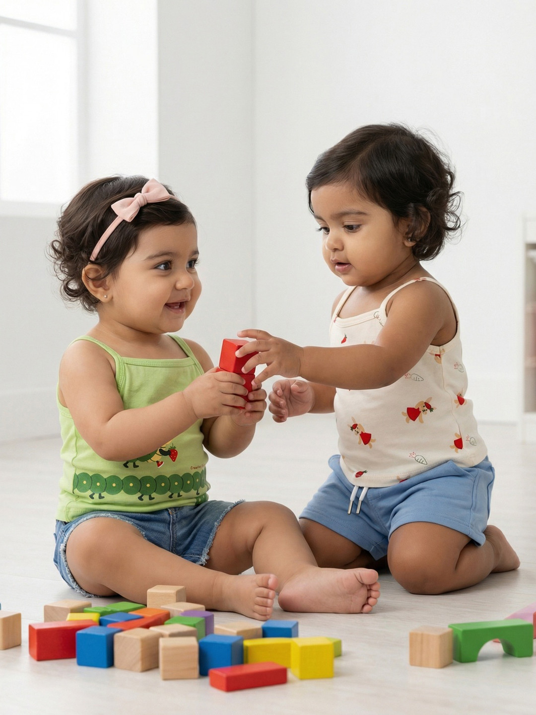 Nauti Nati Infant-Girls Pack Of 2 Printed Pure Cotton Tops