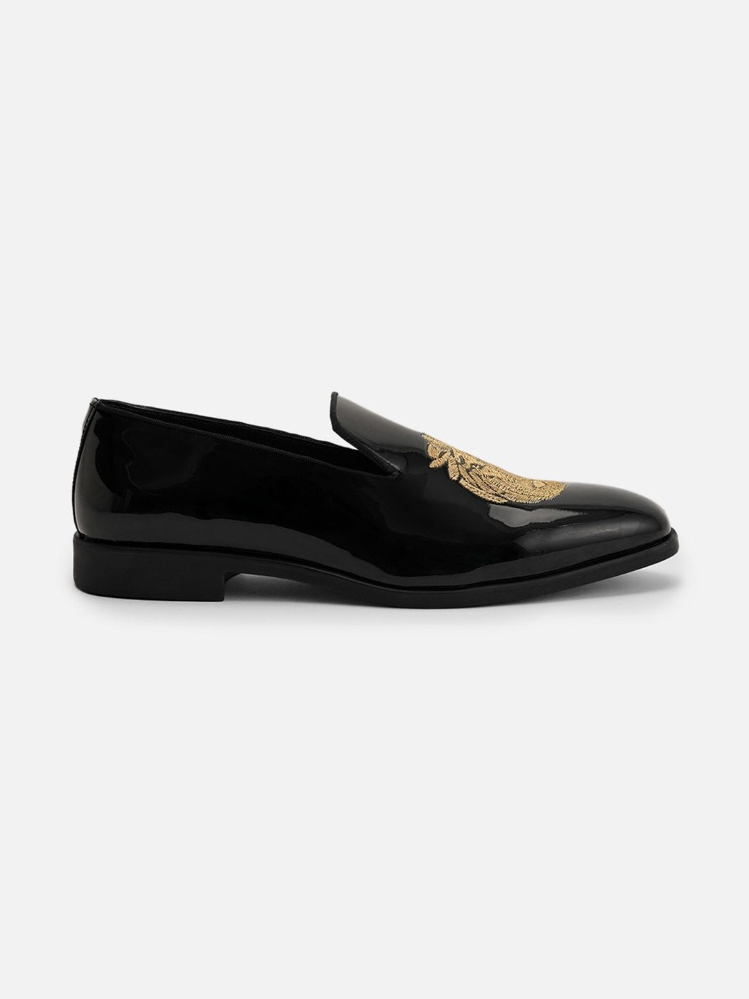 Banana Club Men Black Embroidered Mid-Top Pointed Toe Loafers