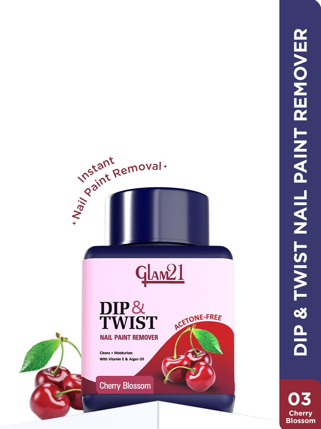 GLAM21 Dip & Twist Nail Polish Remover With Argan Oil - 80 ml - Cherry Blossom