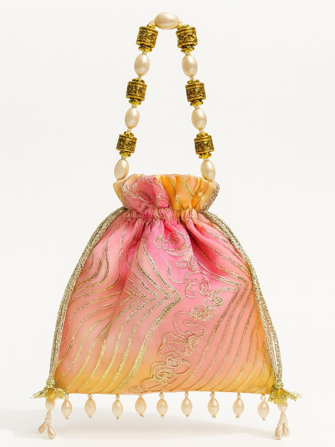 YELONA Embellished Tasselled Potli Clutch