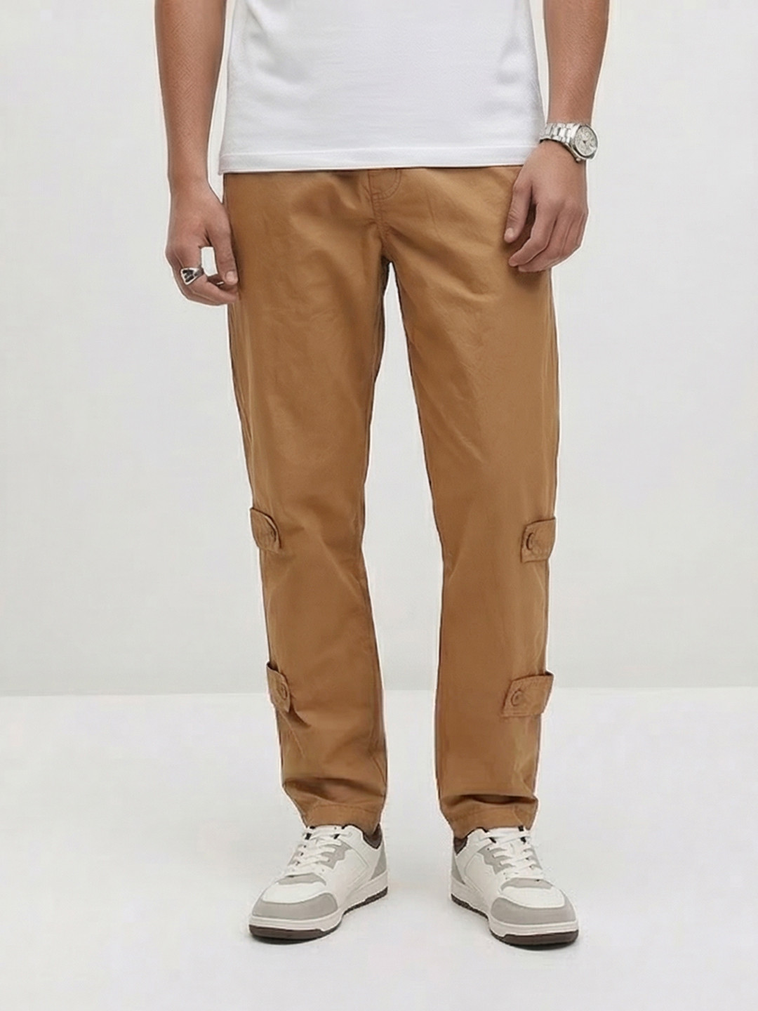 The Roadster Life Co. Men Relaxed Loose Fit Cotton Trousers