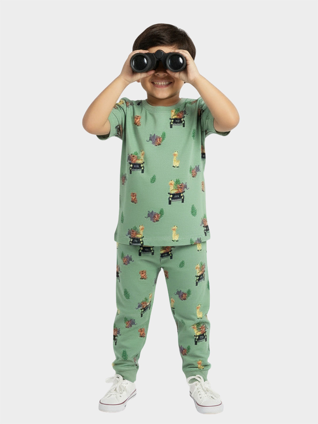Orange Sugar Unisex Kids Animal Printed Comfort Night Suits