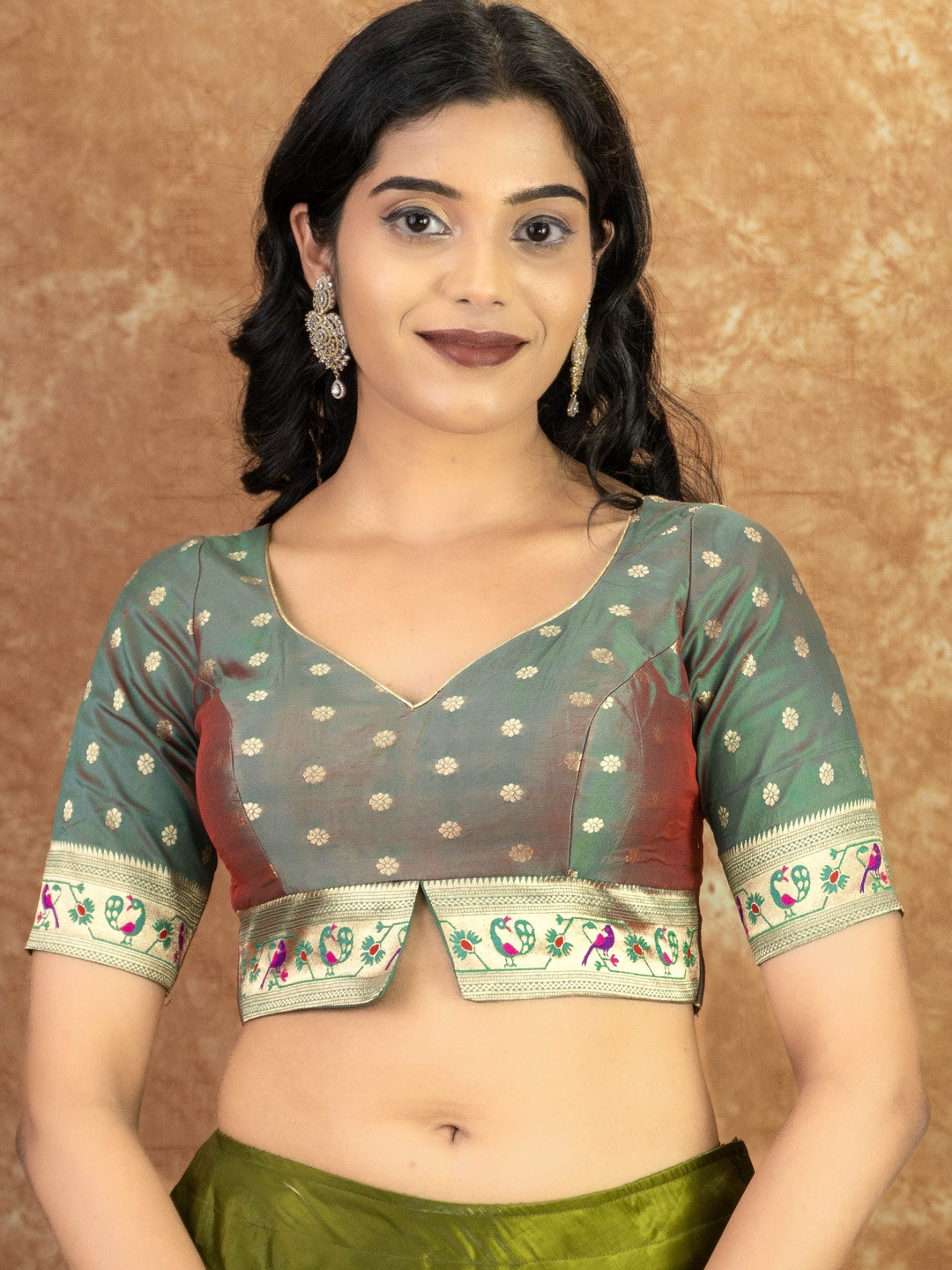 FIGURES DESIGNER Brocade Woven Design Brocade Saree Blouse