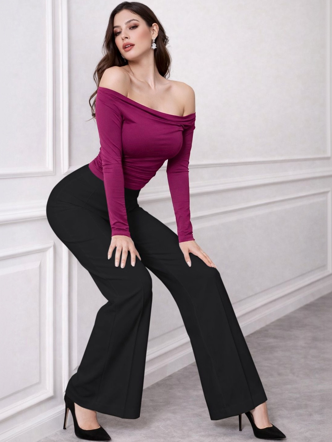 HERE&NOW Women Relaxed Easy Wash Cargos Trousers