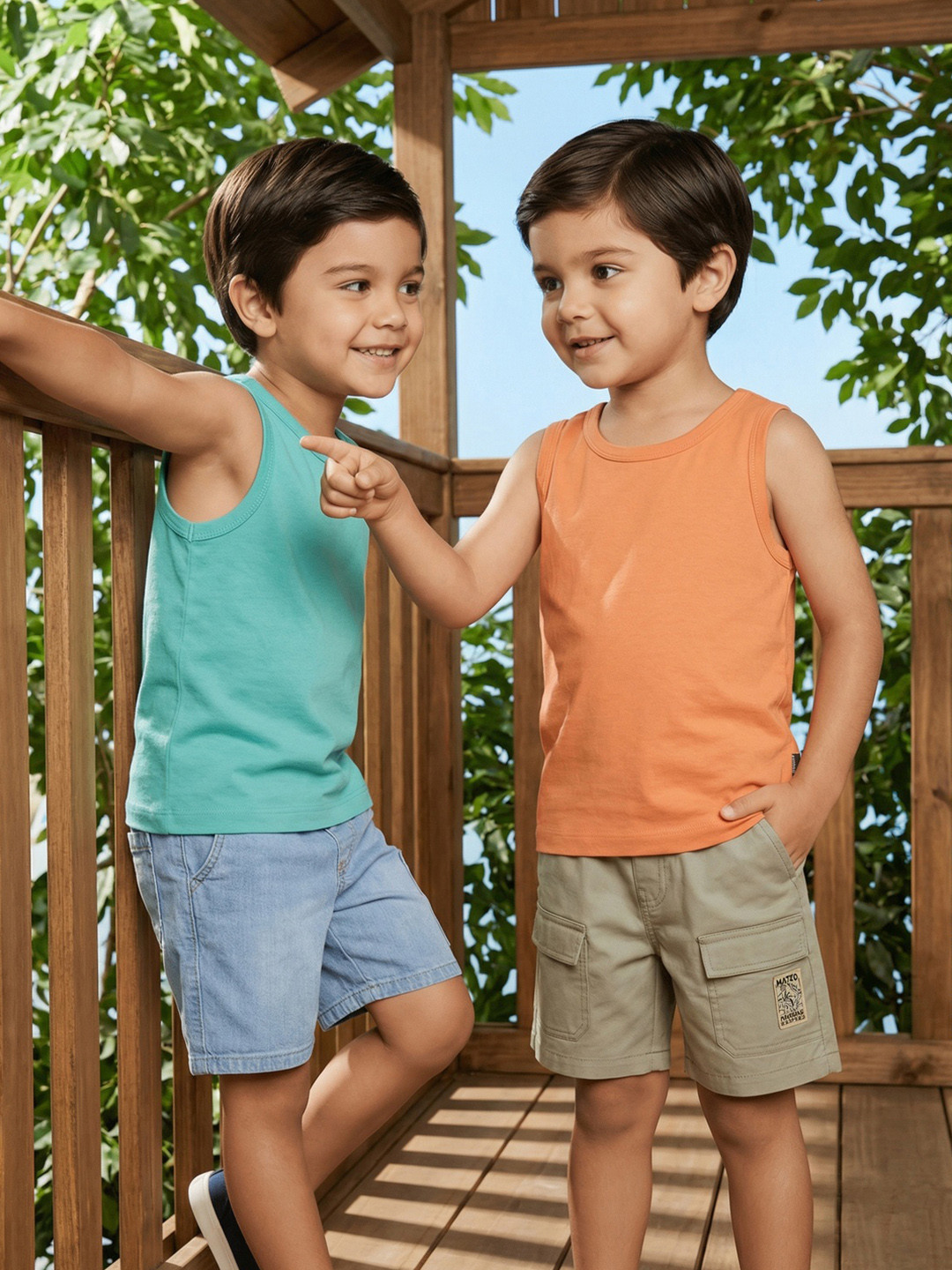 Nauti Nati Boys Pack of 2 Assorted Cotton Tank