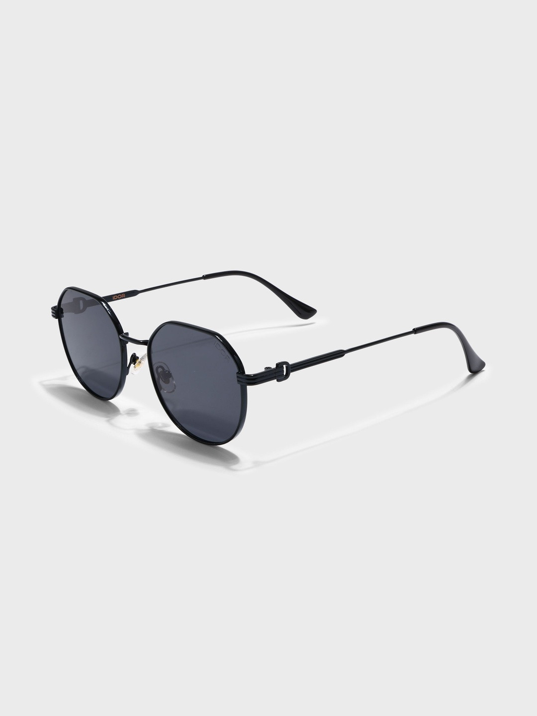 IDOR Unisex Black Lens & Black Round Sunglasses with