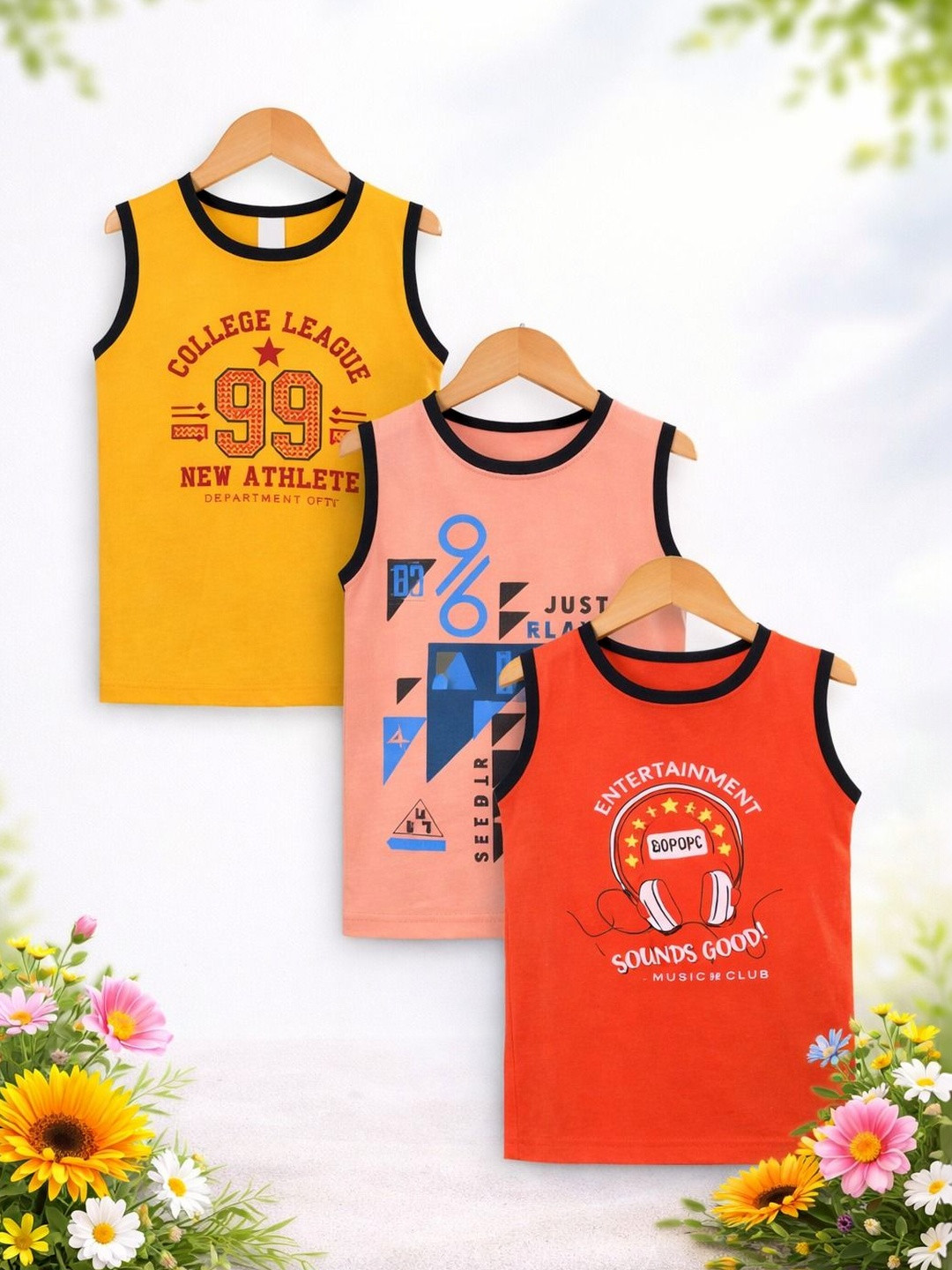 Sandoll Pack of 3 Printed Cotton Tank