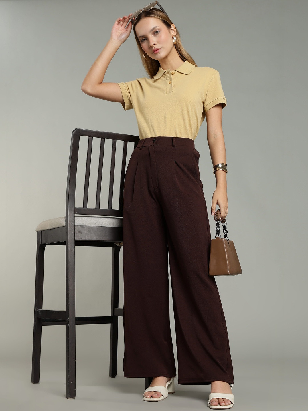 HERE&NOW Women Relaxed Easy Wash Cargos Trousers