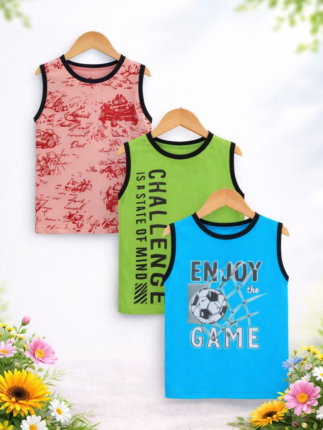 Sandoll Pack of 3 Printed Cotton Tank