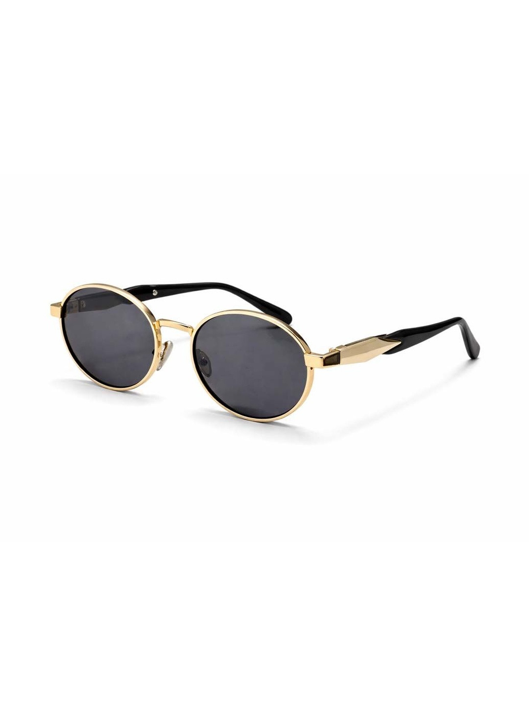 ACCENTZ Men Black Lens & Gold-Toned Oval Sunglasses with