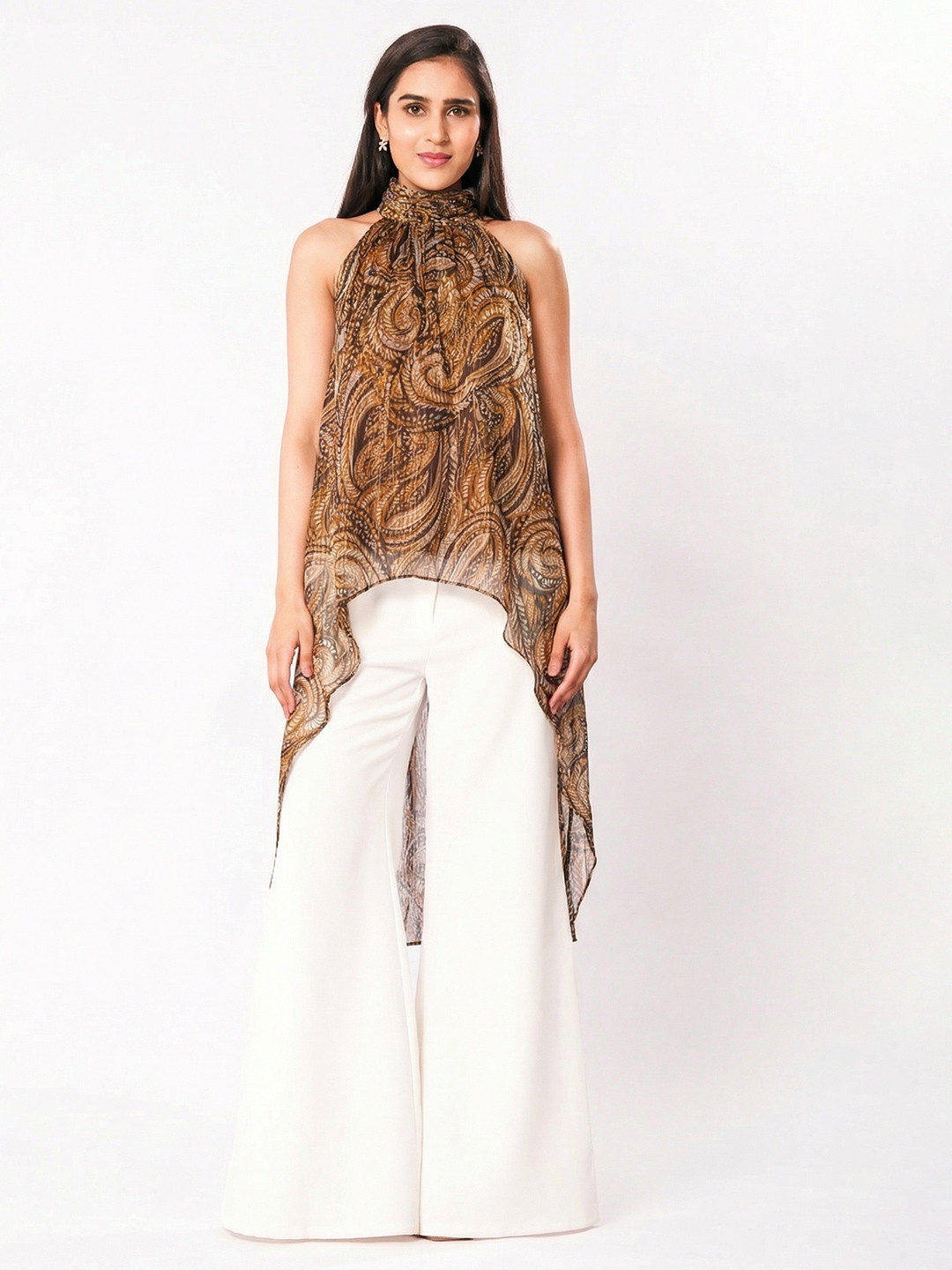 ISU Halter-Neck Chiffon Long Top