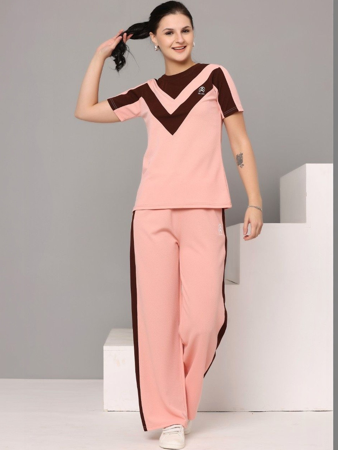 Zicada Striped T-Shirt With Trousers Co-Ords