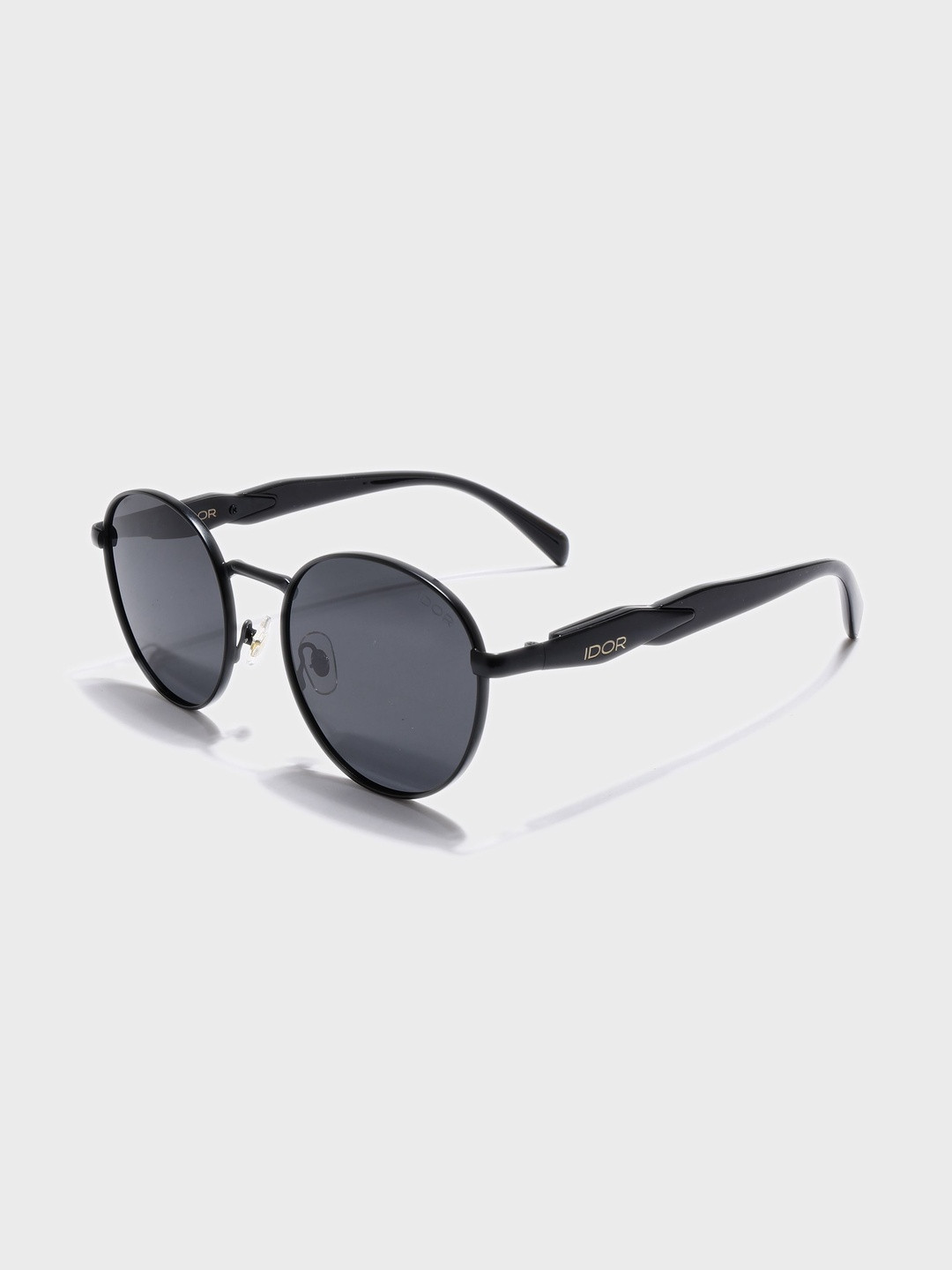 IDOR Unisex Black Lens & Black Round Sunglasses with