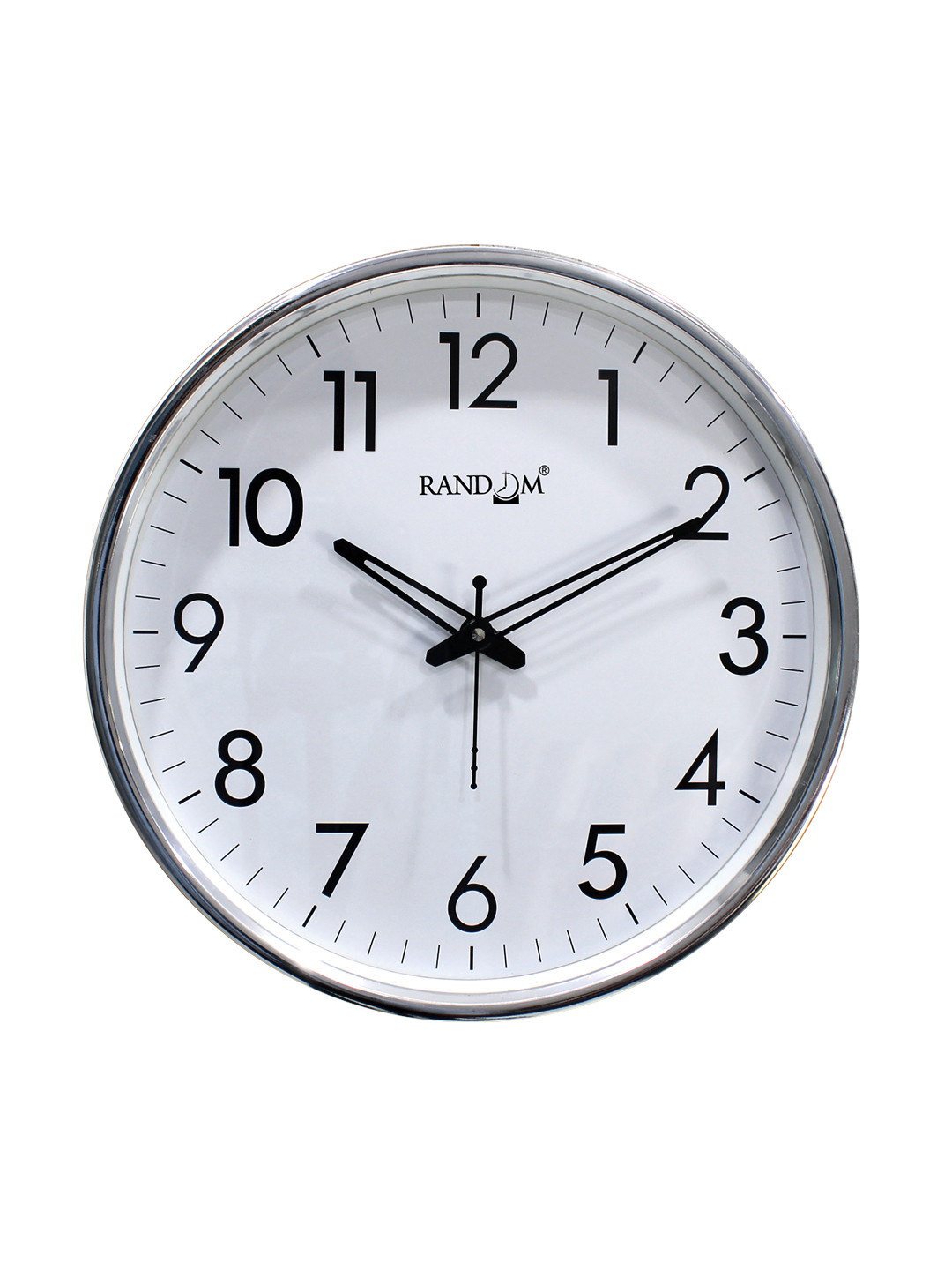 RANDOM Unisex White & Silver-Toned Solid Contemporary Premium Wall Round Clock - Photo 2