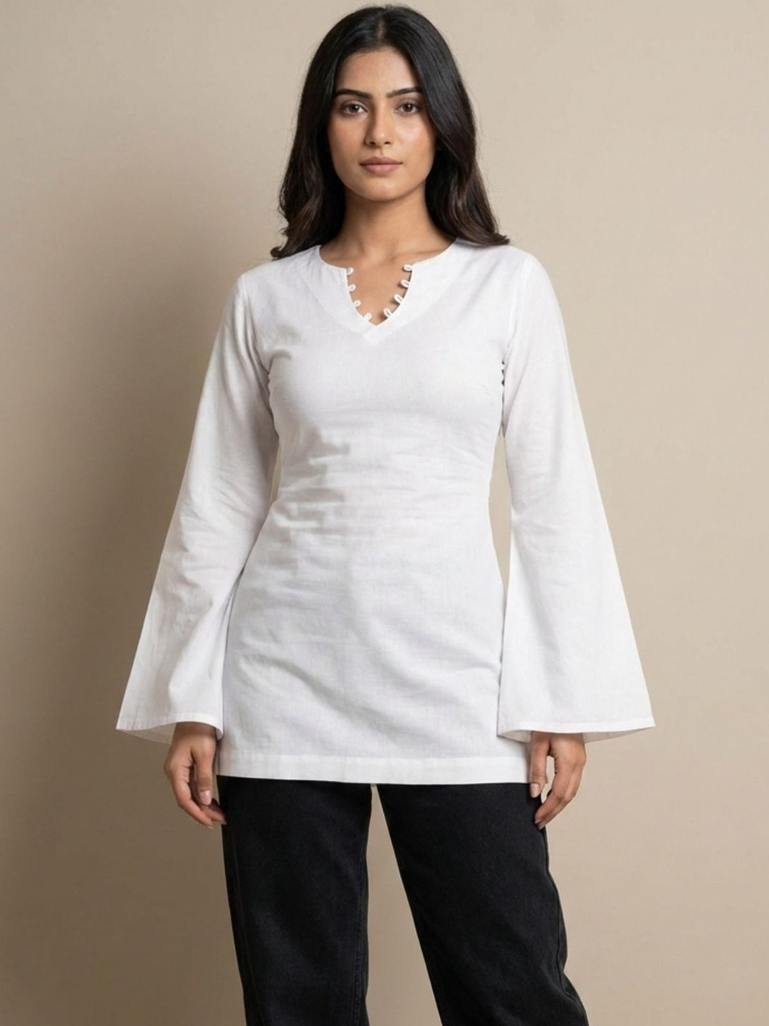 SYLORA V-Neck Pure Cotton Blend Kurti