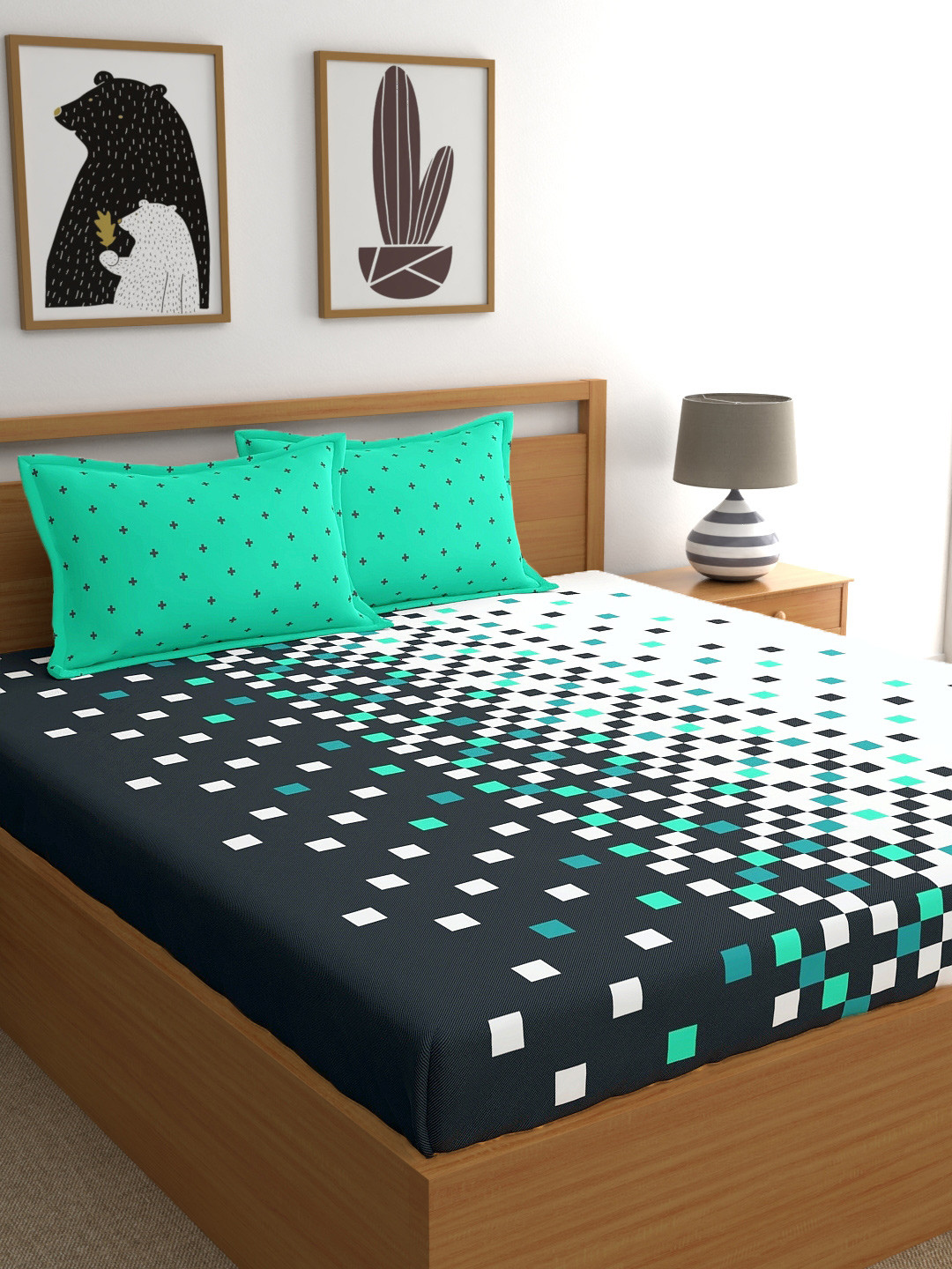 Home Ecstasy Dk.Grey Pure Cotton 140TC King Bedsheet with 2 Pillow Covers 90x108 Inches