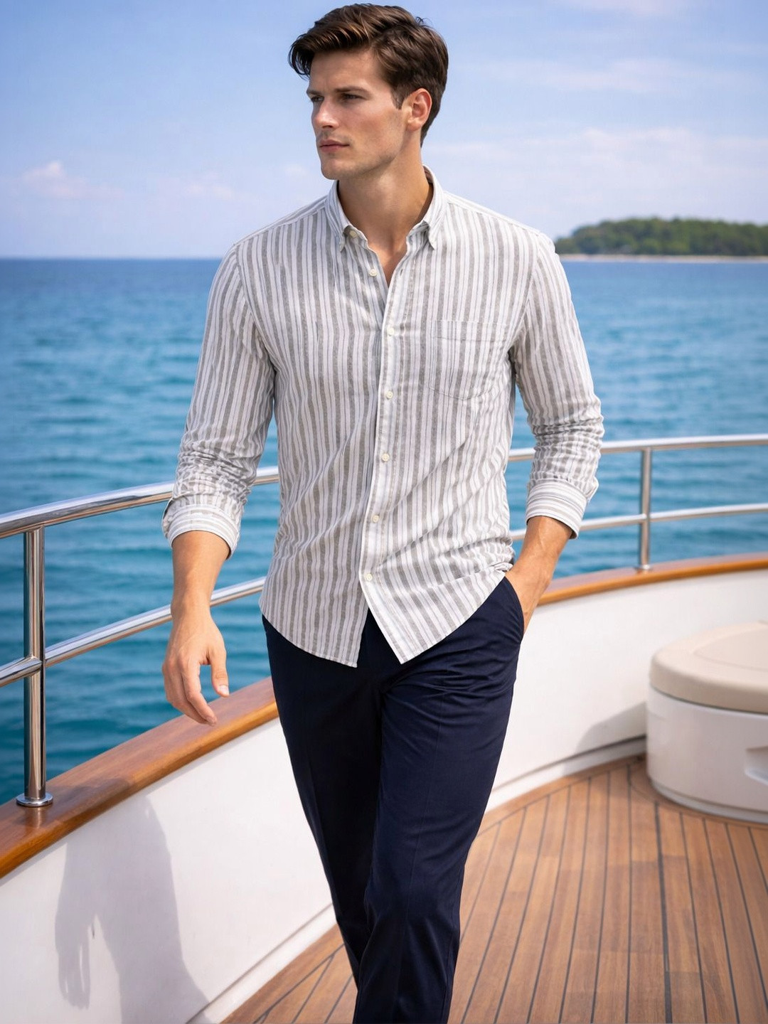 HERE&NOW Men Comfort Multi Stripes Striped Casual Shirt