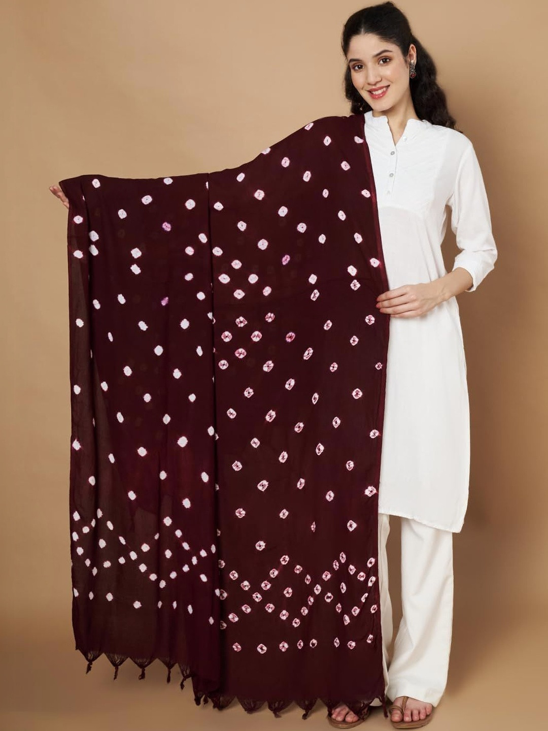 AKSHADEEP Printed Viscose Rayon Bandhani Dupatta