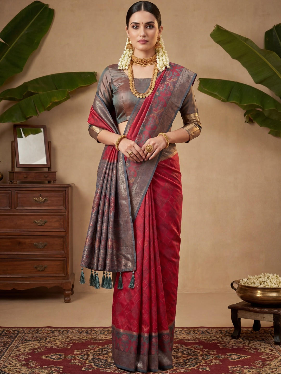 House of Pataudi Woven Design Pochampally Blouse Piece & Sarees