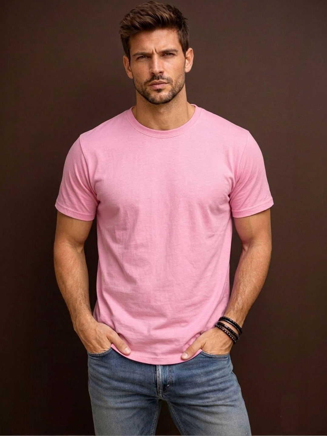 Davno Round Neck Cotton T-shirt