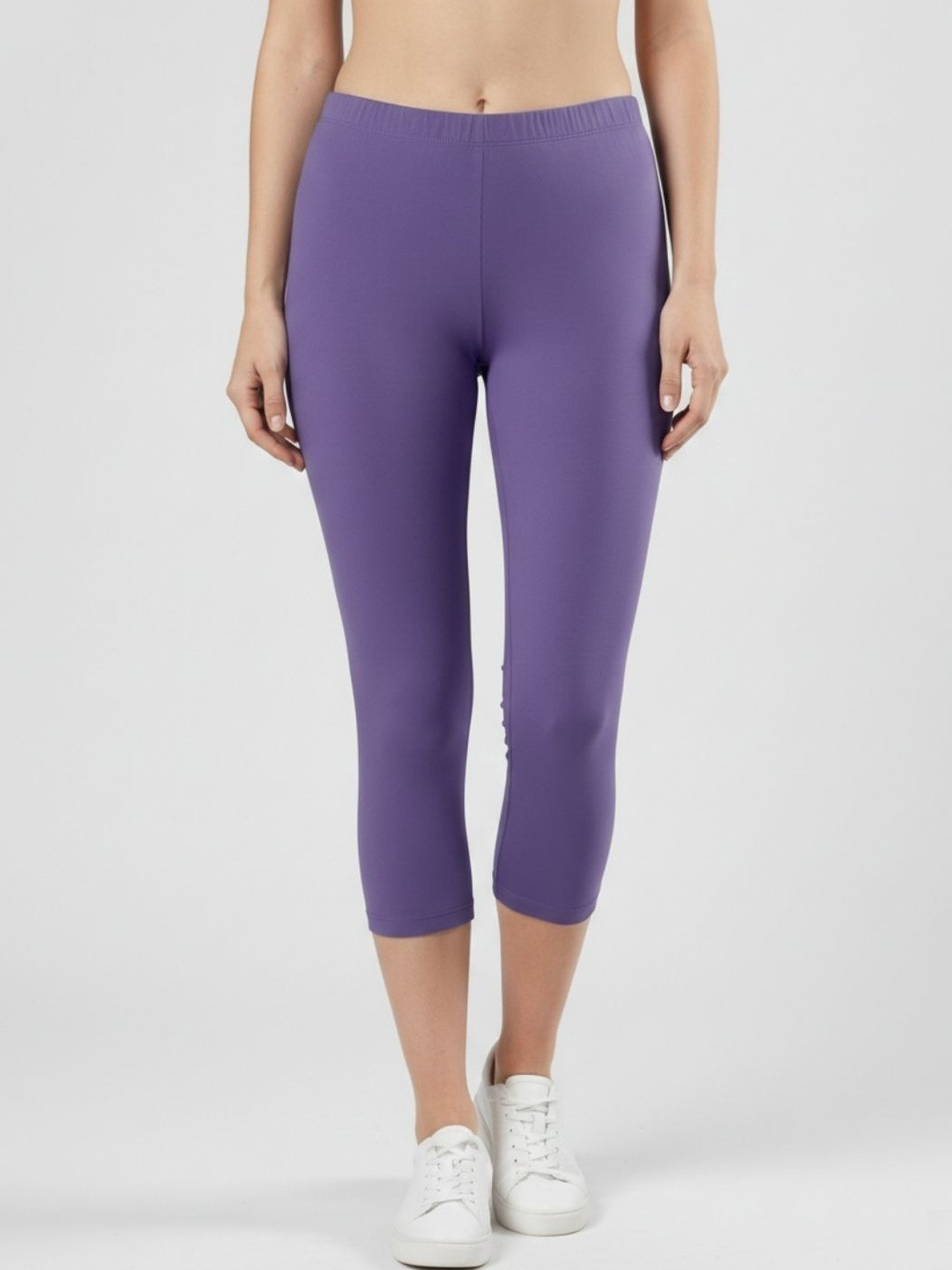 ZAYANQA Women Pack of 2 Solid Three-Fourth Leggings