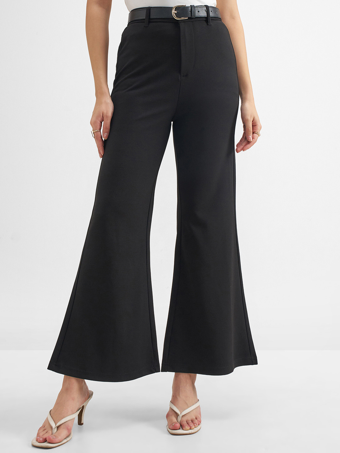 CHIC BY TOKYO TALKIES Women Black Solid High Rise Boot Cut Trouser