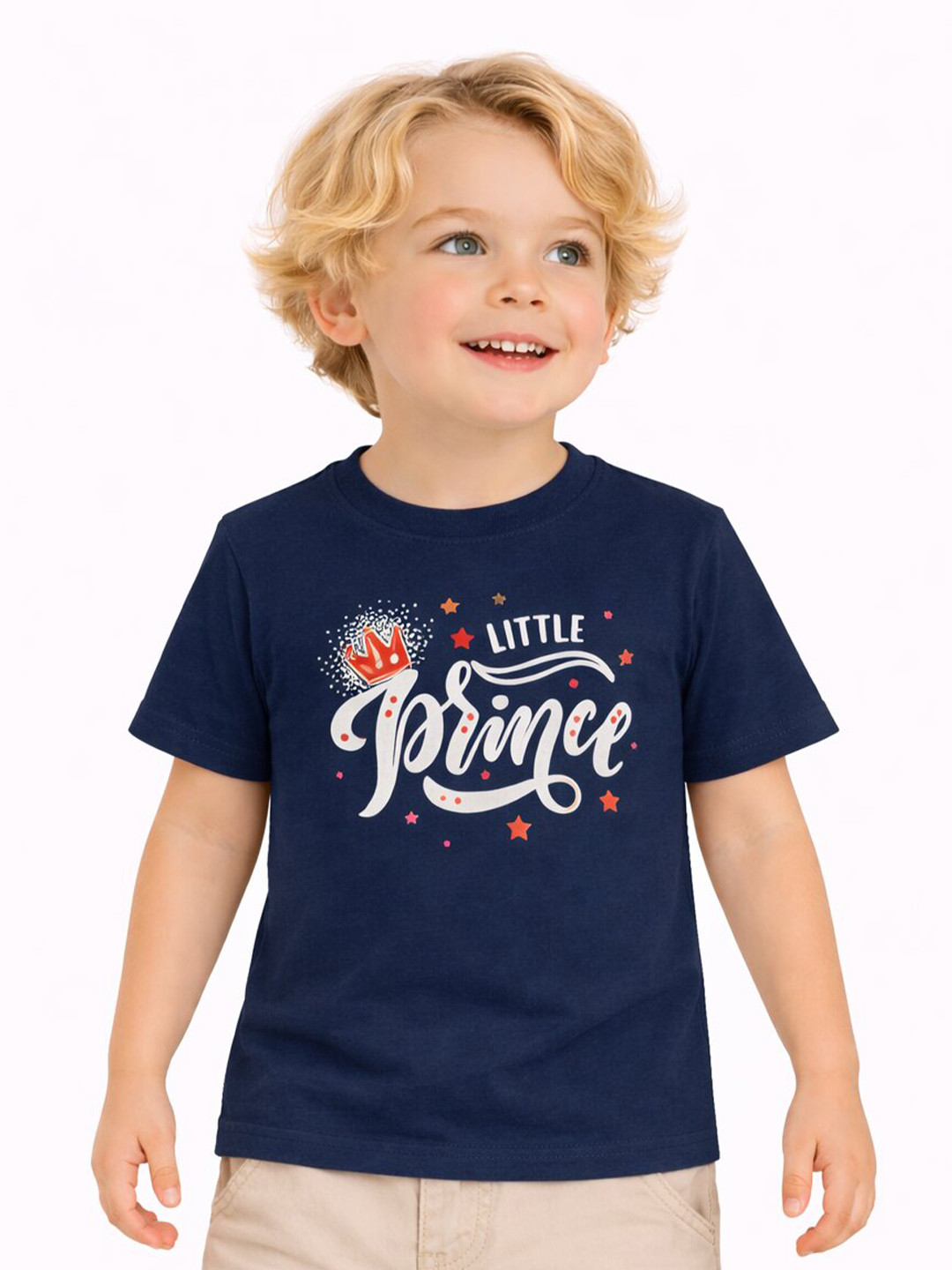 DYCA Boys Typography Printed Cotton Round Neck Half Sleeves Navy T-shirt
