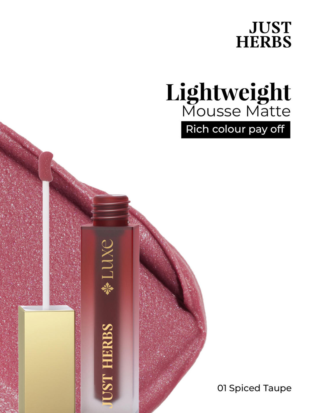 Just Herbs Luxe Dream Muse Mousse Liquid Lipstick-Spiced Taupe 01- 3.5 ml