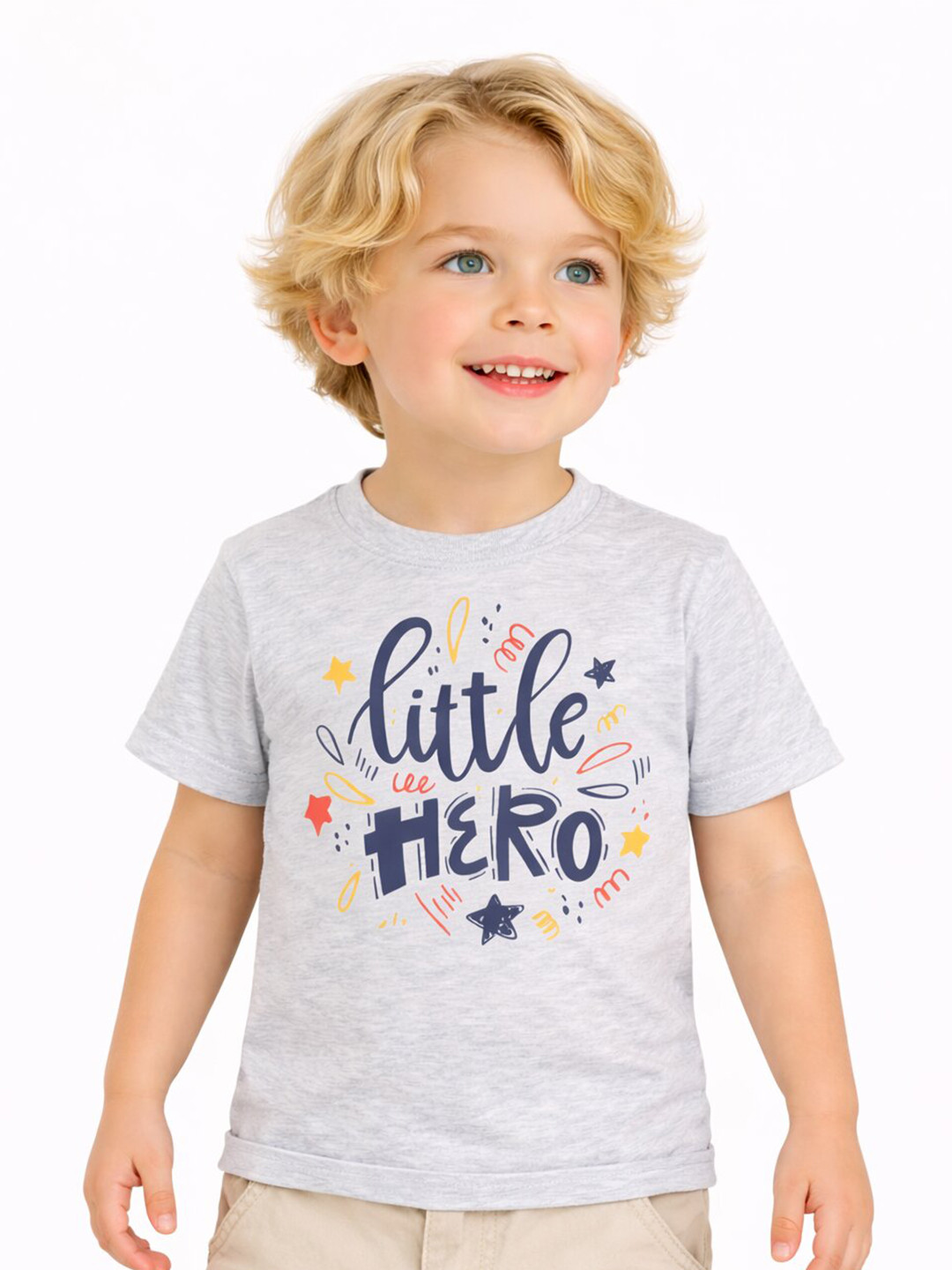 DYCA Boys Typography Printed Cotton Round Neck Half Sleeves Grey T-shirt
