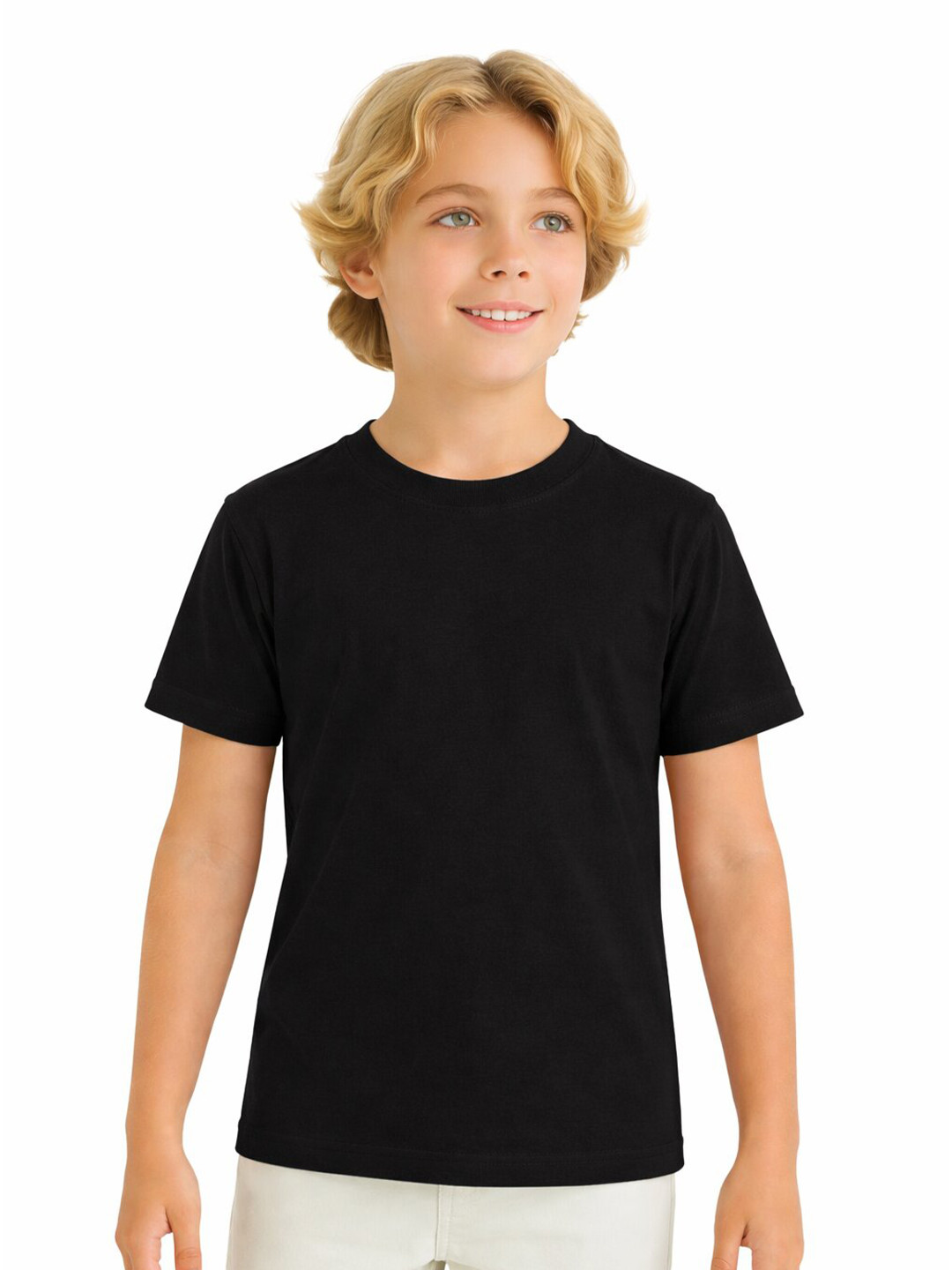 DYCA Boys Round Neck Solid Cotton T-shirt