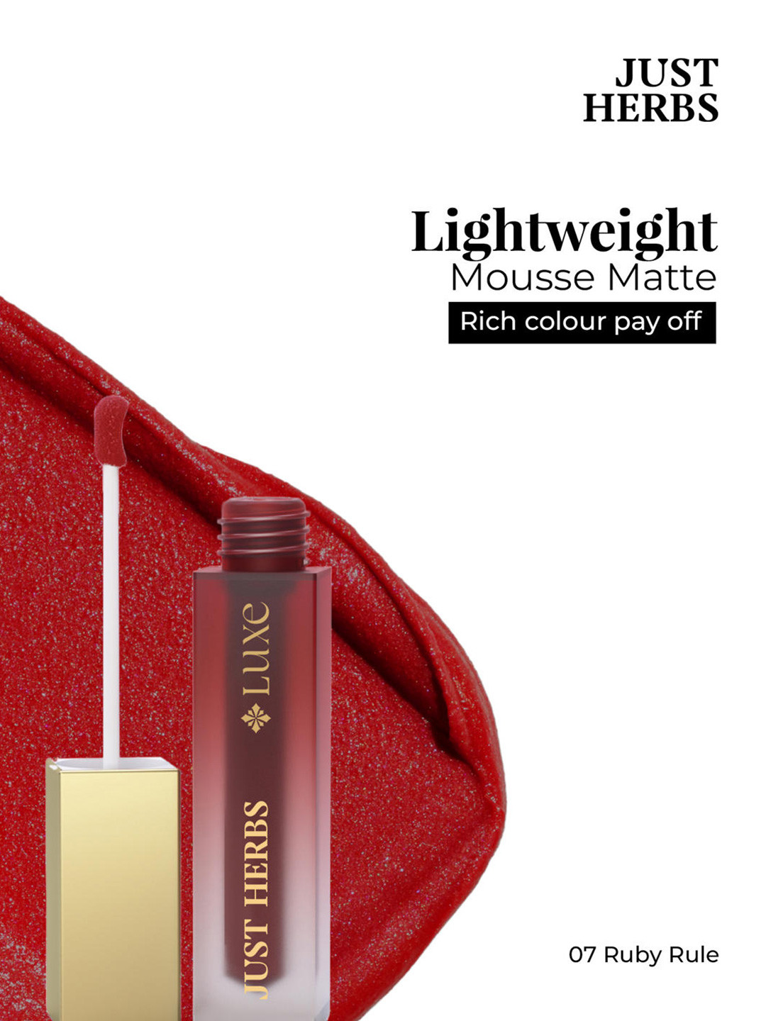 Just Herbs Luxe Dream Muse Mousse Liquid Lipstick-Ruby Rule 07- 3.5 ml
