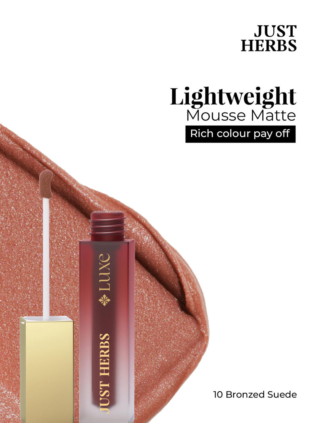 Just Herbs Luxe Dream Muse Mousse Liquid Lipstick-Bronzed Suede 10- 3.5 ml