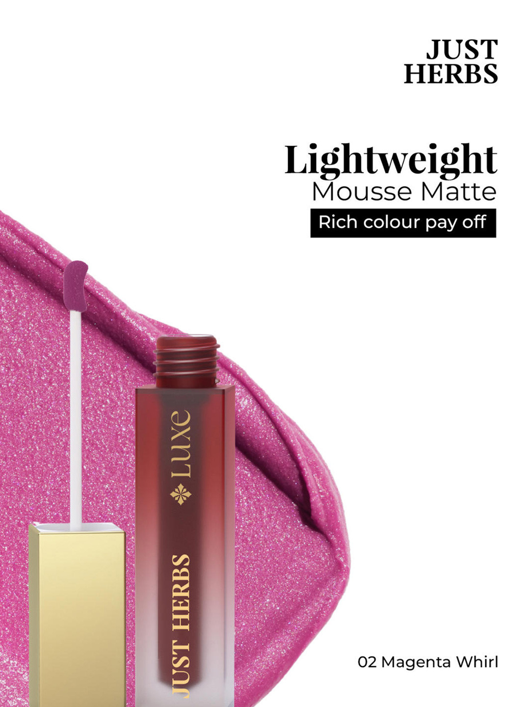 Just Herbs Luxe Dream Muse Mousse Liquid Lipstick- Magenta Whirl 02- 3.5 ml