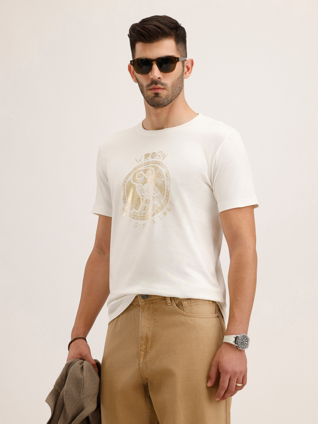 WROGN Printed Pure Cotton Slim Fit T-shirt