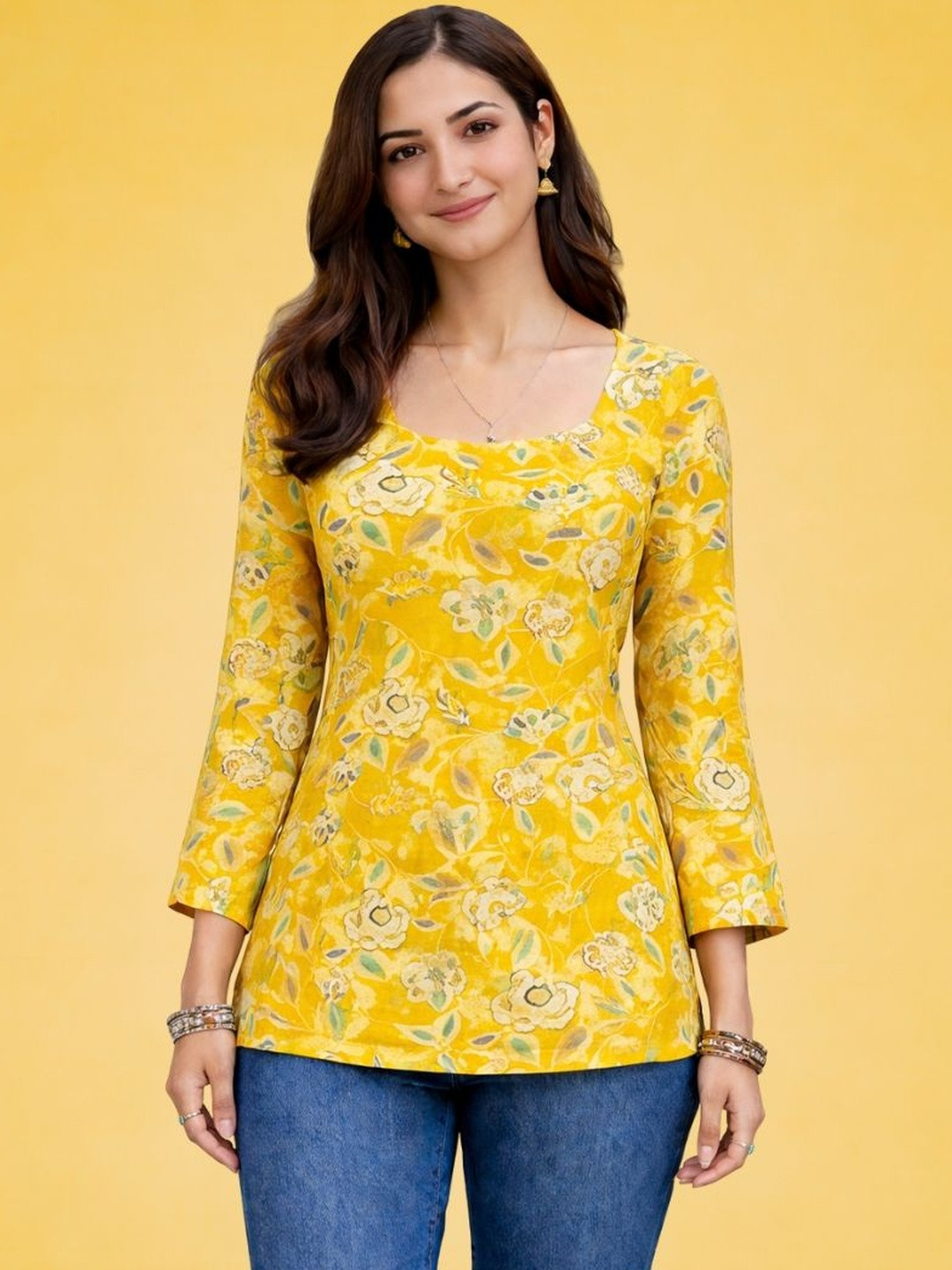 Curvy Love Floral Printed Pure Cotton Kurti
