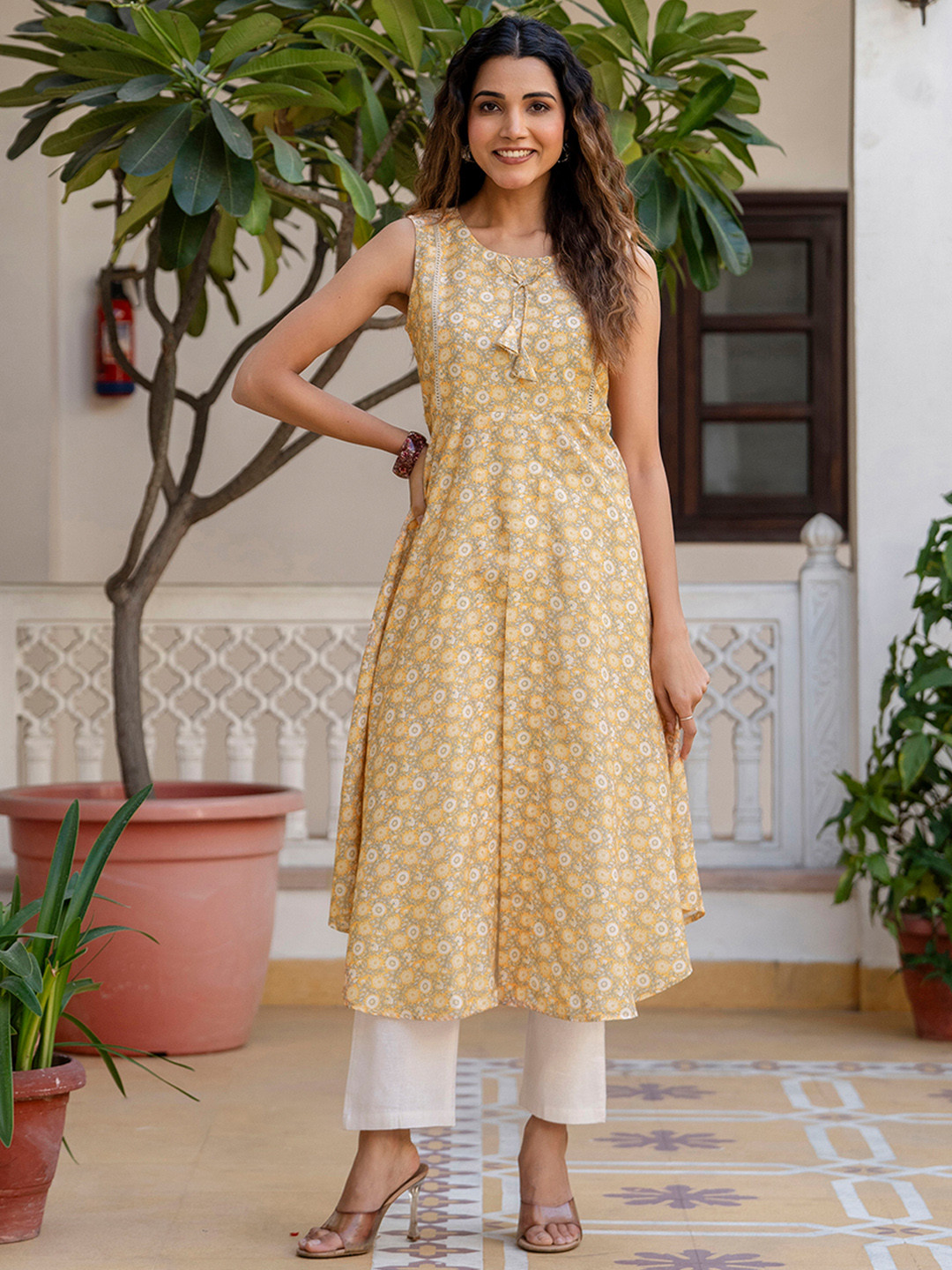 Navlik Printed Pleated Kurti