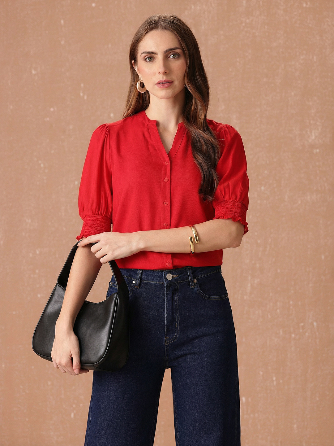 all about you Women Puff Sleeve Casual Shirt