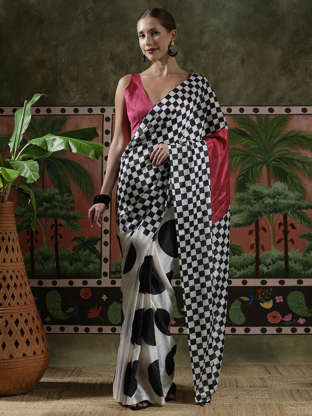 Sangria Ready to wear Satin Floral Digital Printed Saree