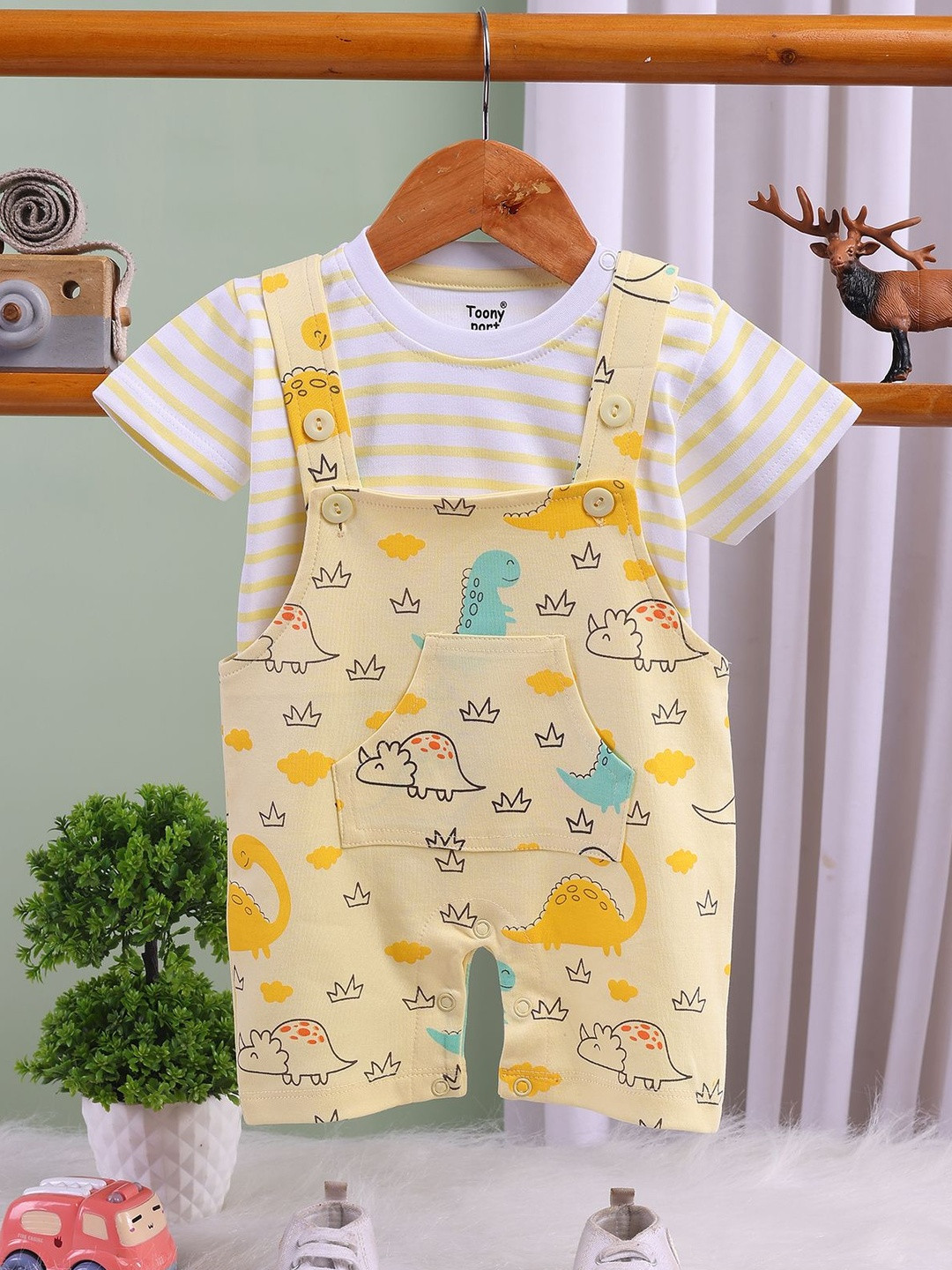 Toonyport Boys Humour and Comic Cotton Straight Leg Short Dungarees