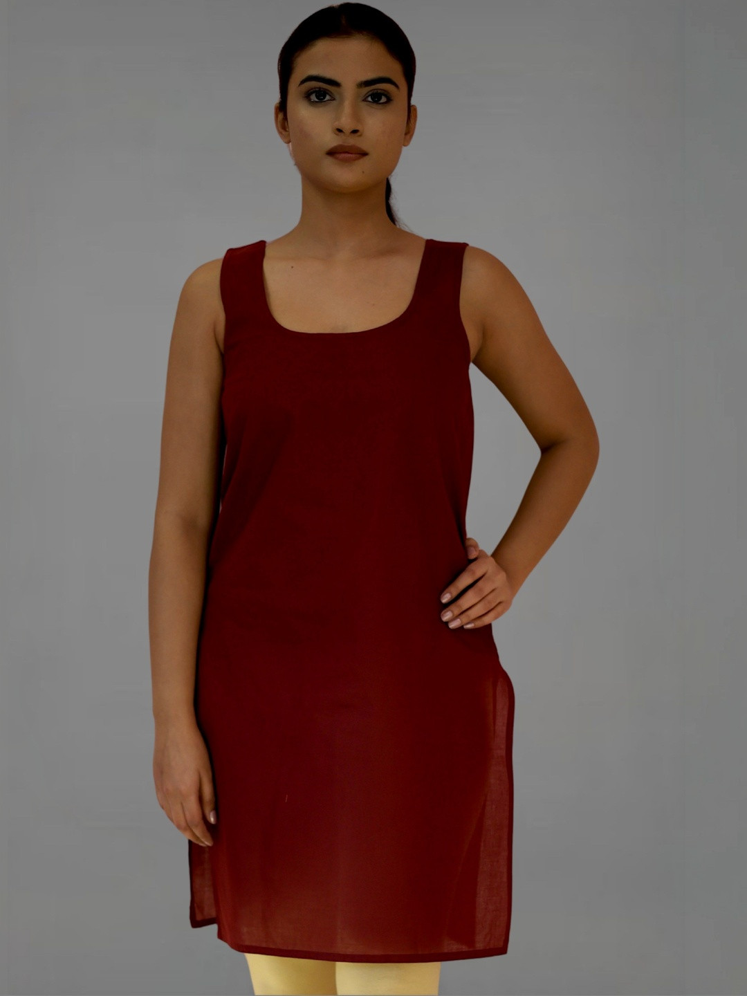 myplusfashion Round Neck Inner Long Slip