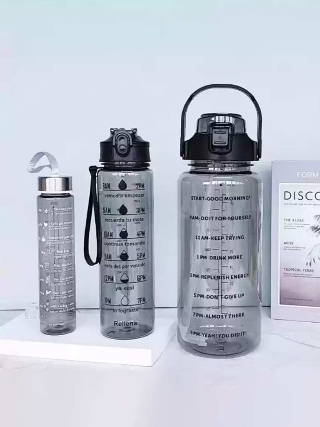 PIXNA Black & Grey Single Plastic Conversational Water Bottle