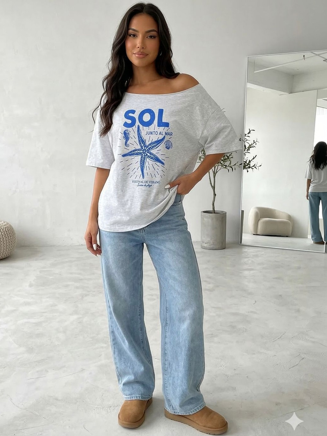 SOL Junto Al Mar Graphic Oversized Tshirt