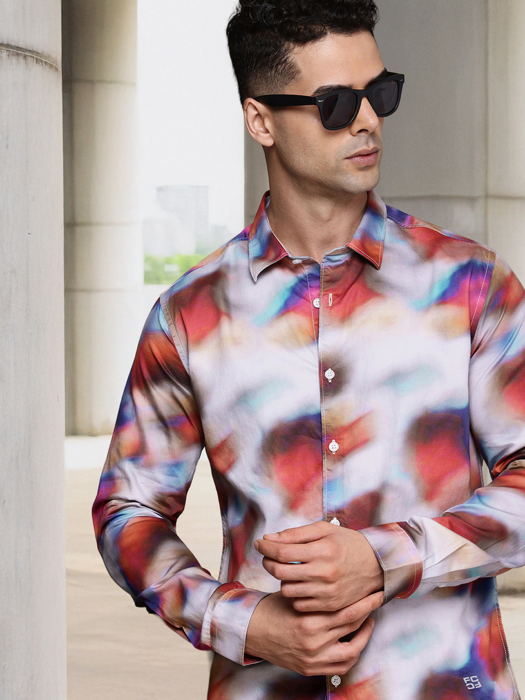 French Connection Slim Fit Abstract Printed Pure Cotton Casual Shirt