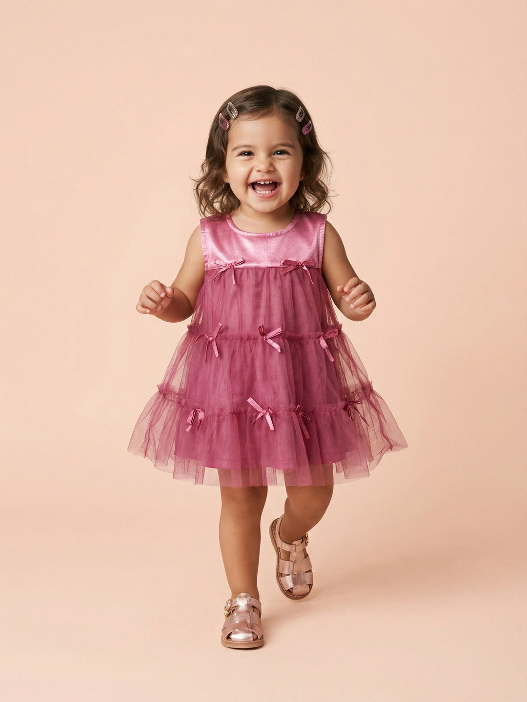Nauti Nati Tiered Line Nylon Knee Length A-Line Dress
