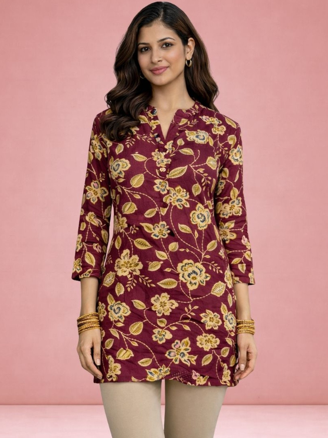 Curvy Love Floral Printed Pure Cotton Kurti